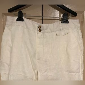 NWT LTS Ivory Straight Leg Linen Trouser